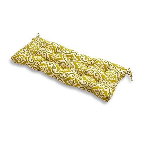 Image of South Pine Porch Outdoor 44x17-inch Swing /Bench Cushion, Shoreham Green Ikat