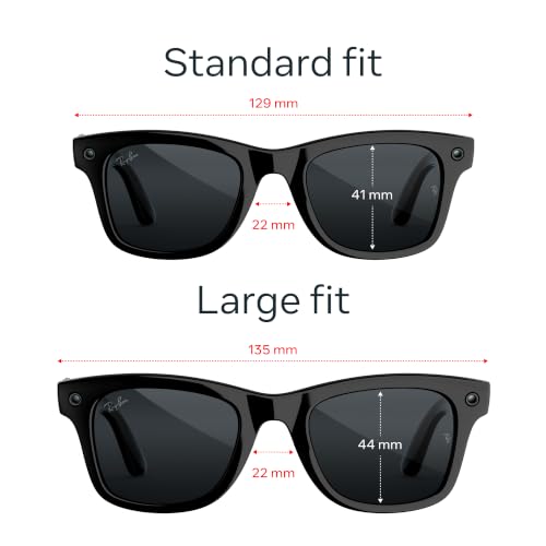 Image of Meta Ray-Ban (Gen 3) Wayfarer, Shiny Black, Transitions Grey, AI Glasses with Camera for Men, Women