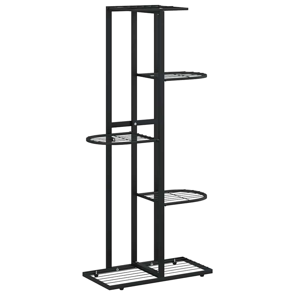 Stojak na kwiaty, 5-poziomowy, 43 x 22 x 98 cm, czarny metal