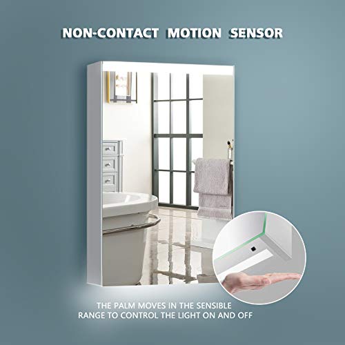 Es-Diy 20''X 30''Led Lighted Bathroom Medicine Cabinet With Mirror, Surface Lighted Medicine Cabinet,Dimmable,Adjustable Shelve,Intelligent Switch Medicine Cabinet, Aluminum Frame,Hinge On Right Side #TOP2