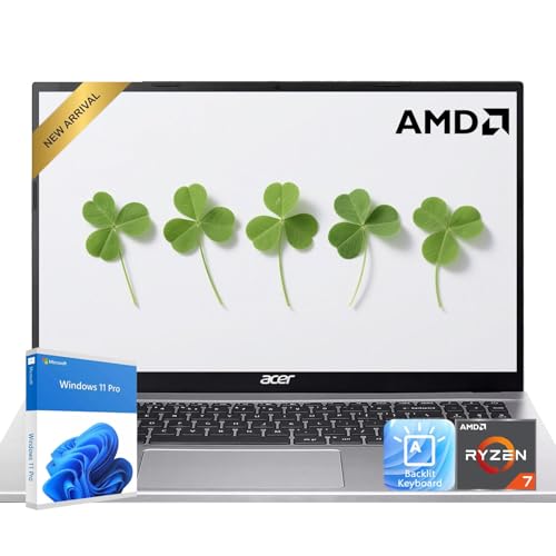 Image of Acer Aspire 3 15.6 inch FHD IPS Laptop Computer, AMD Ryzen 7 7730U, 8GB RAM, 256GB SSD, WiFi 6, Backlit Keyboard, HD Webcam, Windows 11 Pro, Thin & Portable Business and Student Laptop