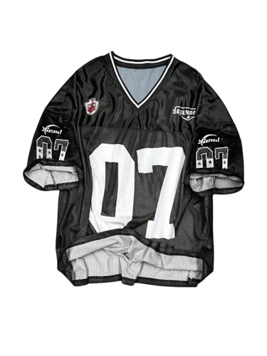 Men's Big and Tall Jersey Shirts Number Graphic T Shirt Mesh Tees Short Sleeve V Neck Sports Tee Streetwear