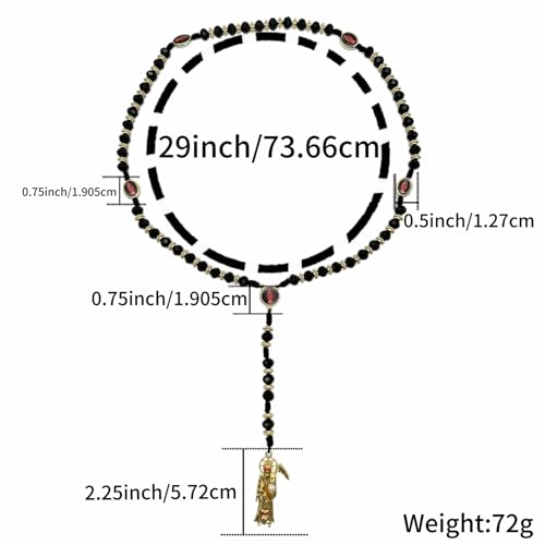 Santa Muerte Necklace Rosaries Beads Holy Death's Necklace Blessing Crafted Rosario de la santa muerte Prayer Gift For Men and Women4