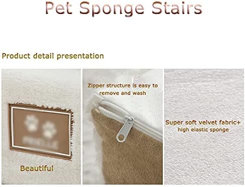 U/D Pet Steps/Stairs, Dogs & Cats 2/3-Step Dark Gray, Brown, Washable Sponge Climbing Ladder Small Bedside Ladder Dog Cat Sofa Ladder Mat,Brown,70x38x36cm