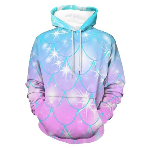 Pull pour Homme Femme Écaille De Sirène UMENG – Sweat À Capuche Unisexe Ajusté Taille S