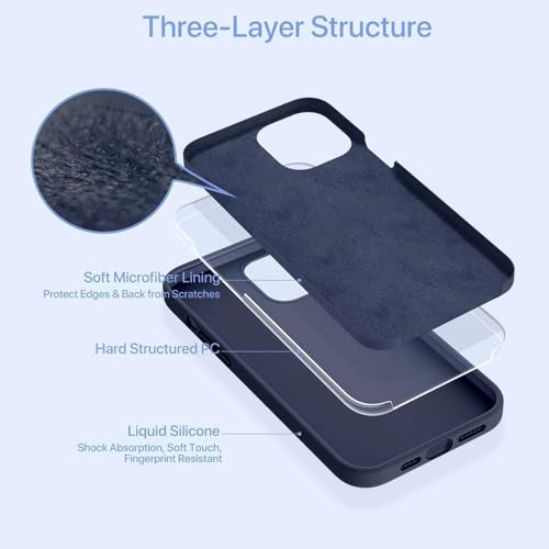 Image of UNIGEN Premium Silicone iPhone Case Soft, Flexible TPU Cover Slim Matte Finish with Anti-Scratch & Non-Slip Protection for iPhone Compatible with (13PRO-Blue)
