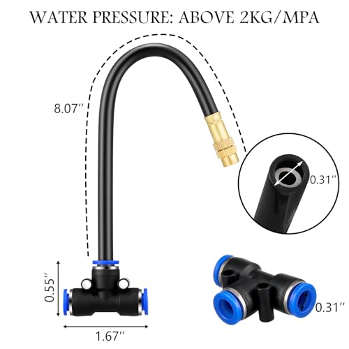 Zonon 15 Pcs Brass Misting Nozzles Tee with 8" Built in Hose for 0.32"/8 mm Tubing 360 Degree Rotation Adjustable Water Mister Nozzle Thread Sprayer Misting Part Accessories for Patio Outdoor Cooling by Zonon - Image 2