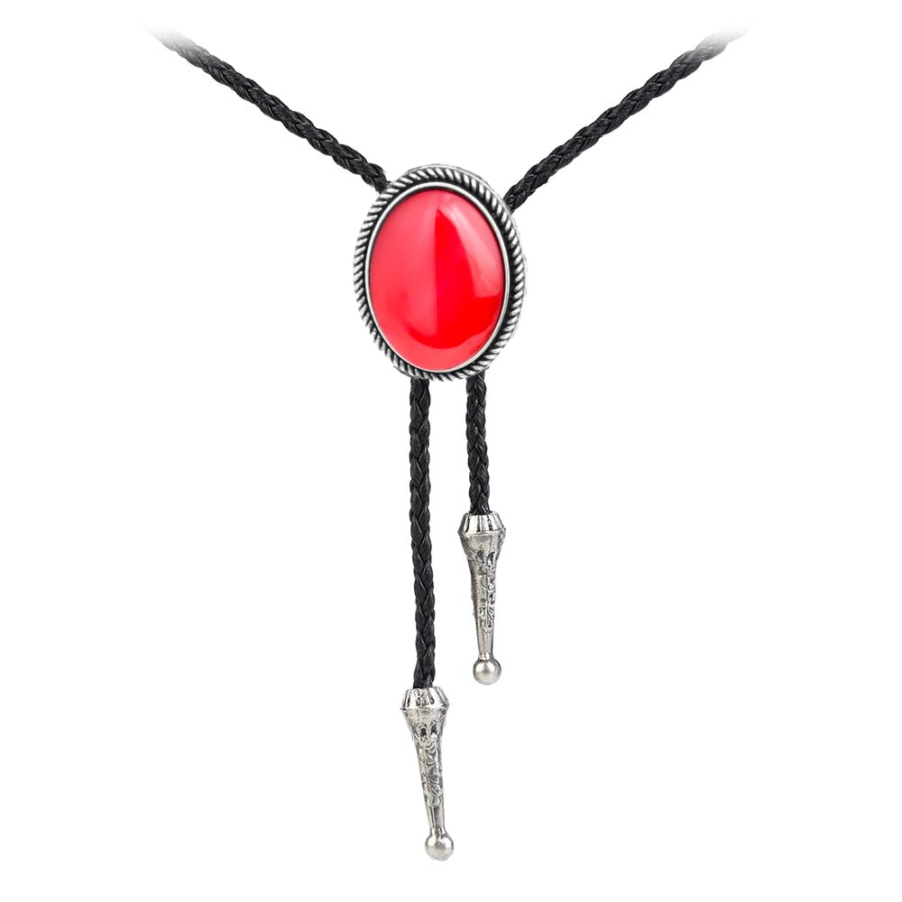 Joxevyia Bolo Tie for Men Vintage Cow Skull Leather Rope Western Cowboy Necktie Vintage Bola Tie Gift for Him