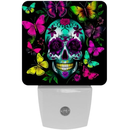 Luz nocturna LED calavera mariposas para niños 7.6x7.6 cm miniatura 1