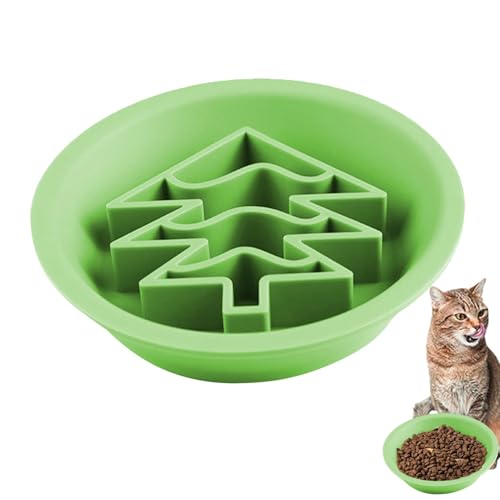 Ciotola per gatti a tema natalizio, ciotola per cibo per gatti a tema cartone animato, a doppia faccia, per cibo per animali domestici per cibo secco e umido