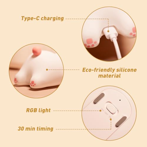 Image of IFTHFOUR Bunny Night Light - 16 Color Kawaii Silicone Lamp, Rechargeable Dimmable Nursery Light, Soft Touch Rabbit Nightlight for Toddler Room, Baby Bedside Lamp for Girls and Boys
