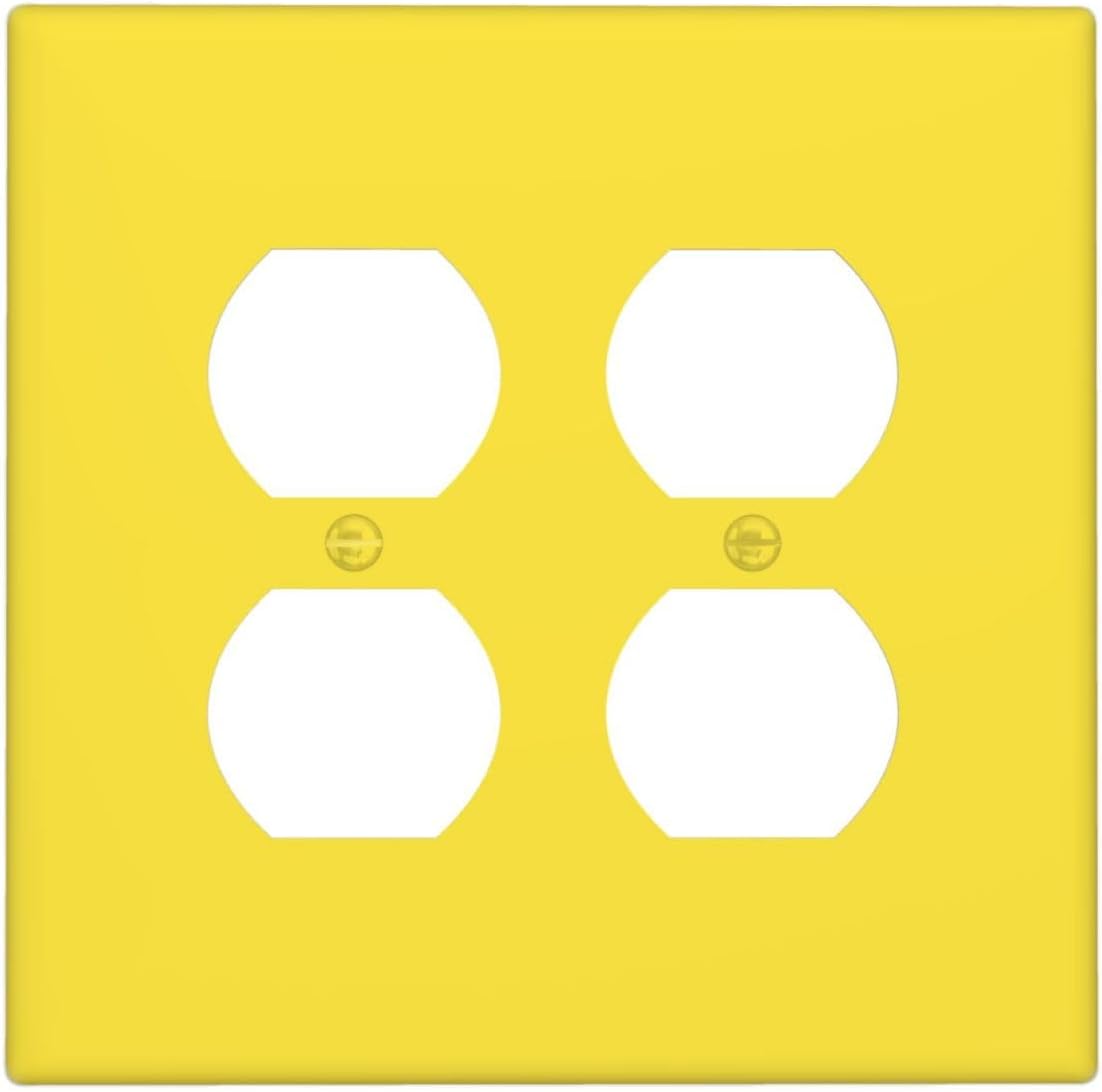 Light Switch Cover Plate Yellow 2 Gang Socket Covers Double Duplex Wallplates Switch Plates and Outlet Covers for Bathroom Bedroom Home Decor