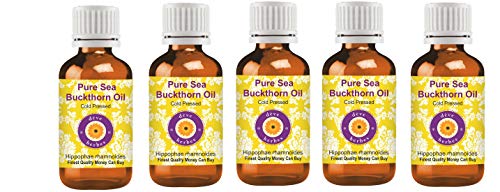 dève herbes Pure Sea Buckthorn Oil (Hippophae rhamnoides) Cold Pressed (Pack of Five) 100ml X 5 (16.9 oz)