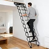 Wall Mounted Folding Ladder with Handrails, Pull Down...