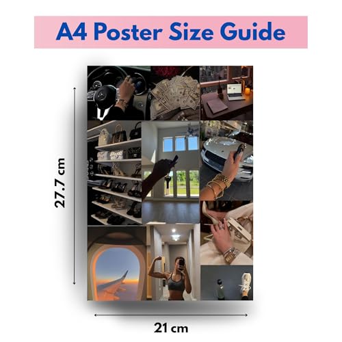 Image of Yellow Town India Glow Up Lifestyle Vision Board Poster Set | 6 A4 Clean Living, Travel & Luxury Goal Posters + Wall Friendly Glue Sheet | Manifestation Wall Decor