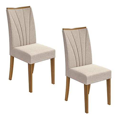 Conjunto 2 Cadeiras Apogeu Móveis Lopas Rovere Naturale/linho Rinzai Bege