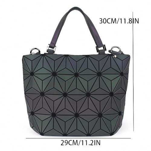 Geometric Luminous Tote Bag Holographich Purses and Handbags Flash Reflactive Crossbody Bag for Women2