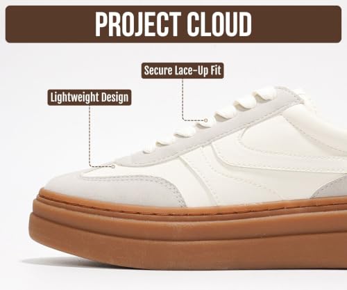 Image of Project Cloud Platform Sneakers for Women Footwear - Memory Foam Insole Womens Shoes, Lightweight and Non-Slip Sole Lace Up Fashion Sneakers for Women 2026 (Volley)