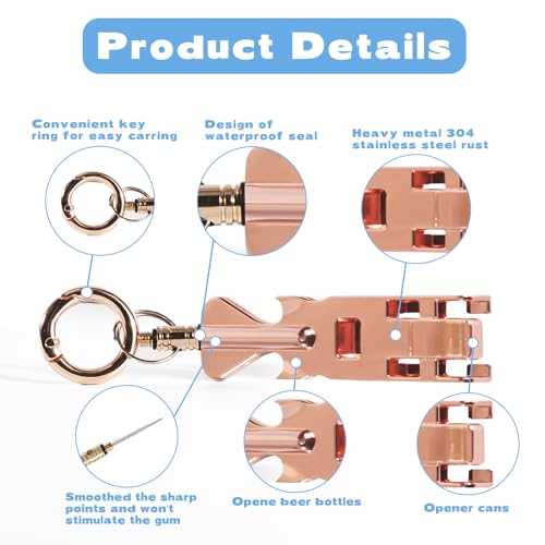 Image of Multi-Purpose Titanium Toothpicks, Portable Metal Toothpicks for Teeth, Reusable Stainless Steel Toothpick for Restaurant Travel Home and Outdoors (Rose Gold)