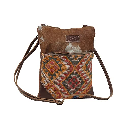 Myra Bag Western Canvas Crossbody Bag for Women - Cotton and Upcycled Leather Shoulder Bag Soft Brown2