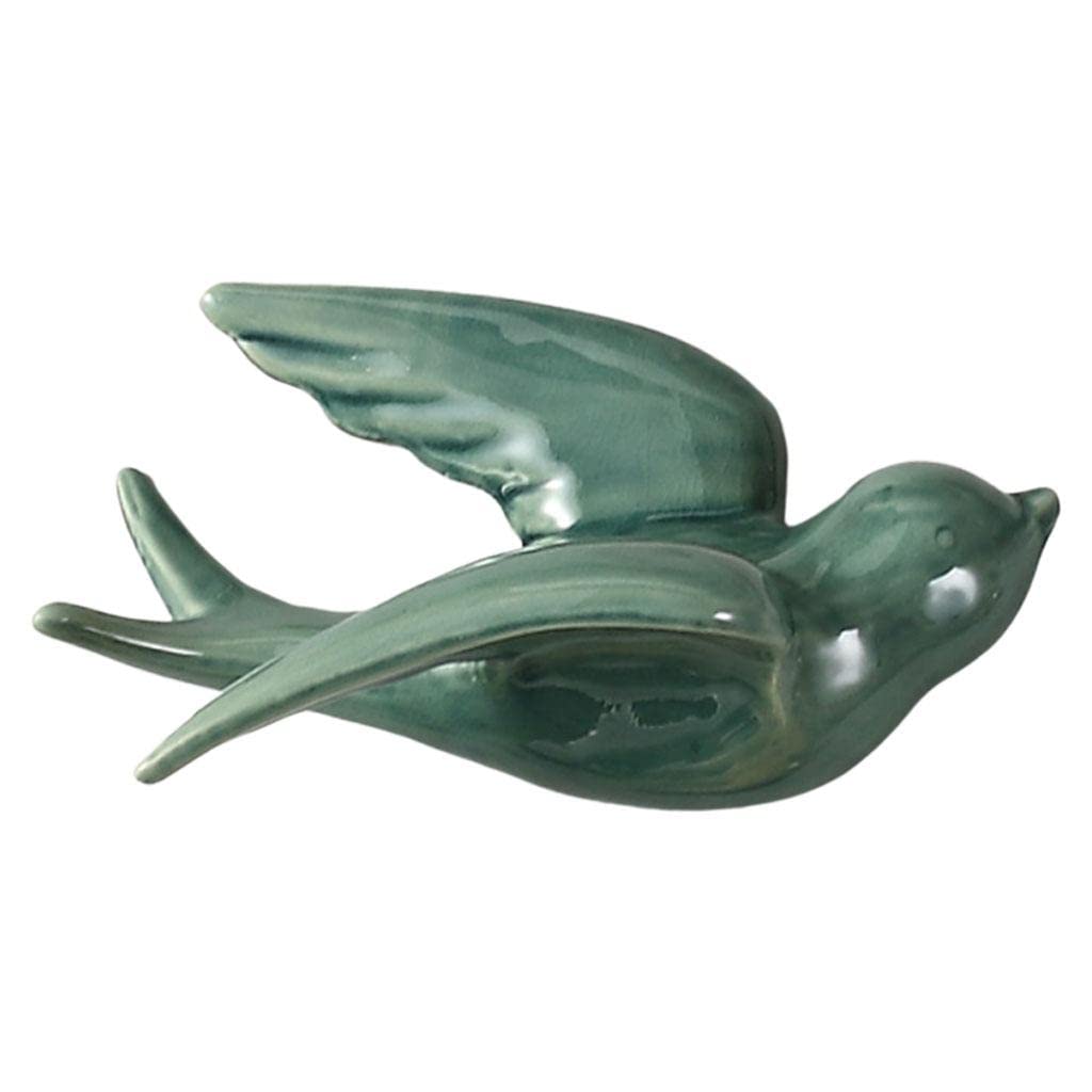 INACMWIH Flying Wall Birds Hanging Ornament Swallow Ceramic Sculpture Decor S Green