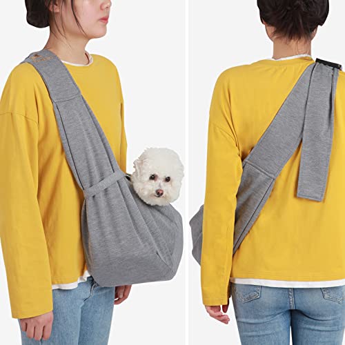 Dog Sling Carrier For Small Dogs, Upgrade Dog Sling Carrier With Bottom Support Pad, Puppy Sling Carrier Dog With Adjustable Trap Hand Free (Grey) #TOP4