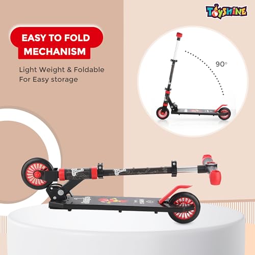 Image of Toyshine Jumbo 2 Wheel Runner Scooter with Anti Slip ABS Base Aluminium Structure Height Adjustable Handlebar Foldable Max Load 50kg for Boys and Girls Ages 4 and Above - Black