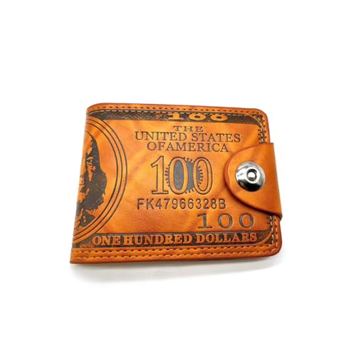 Art&Beauty Wallet for Men Minimalist Us Dollar Bill Leather Wallet Credit Card Photo Holder Money Bifold Safe Purse With Magnetic Buckle(Coffee Color)