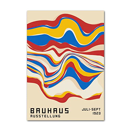 Bild Wandbilder Bauhaus-Poster Geometrisches Bauhaus Leinwand Wandkunst Ausstellungen Bauhaus-Drucke Bauhaus-Gemälde Für Schlafzimmerdekoration 60x90cm x1 Rahmenlos Cover