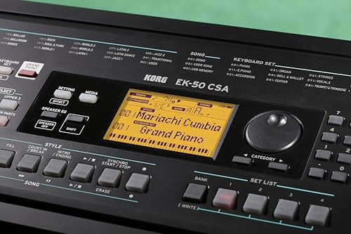 Korg - EK-50L Digital Keyboard with 61 Touch Sensitive Keys - Deluxe Model - Black