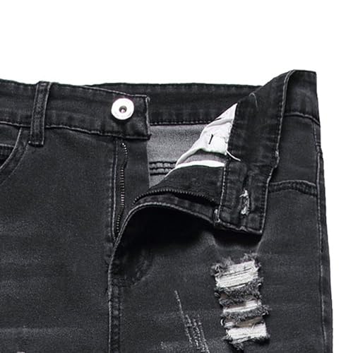 Jean slim destroyed bleu avec fermeture éclair et denim déchiré - 4