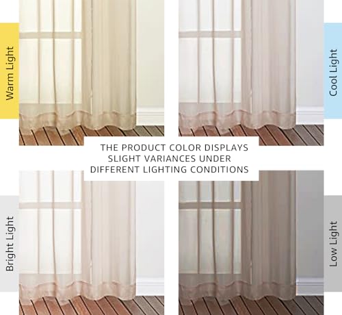Image of NICETOWN Voile Taupe Sheer Curtains 84 Inches Long, Grommet Airy & Lightweight Window Draperies Translucent Elegant Panels for Living Room /Bedroom,W54 x L84, Set of 2