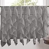 Veritcal Ruffled Kitchen Curtain Sheer Cascading Ruffle Waterfall Window Treatment - Choice of Valance, 24' or 36' Tier, & Kit