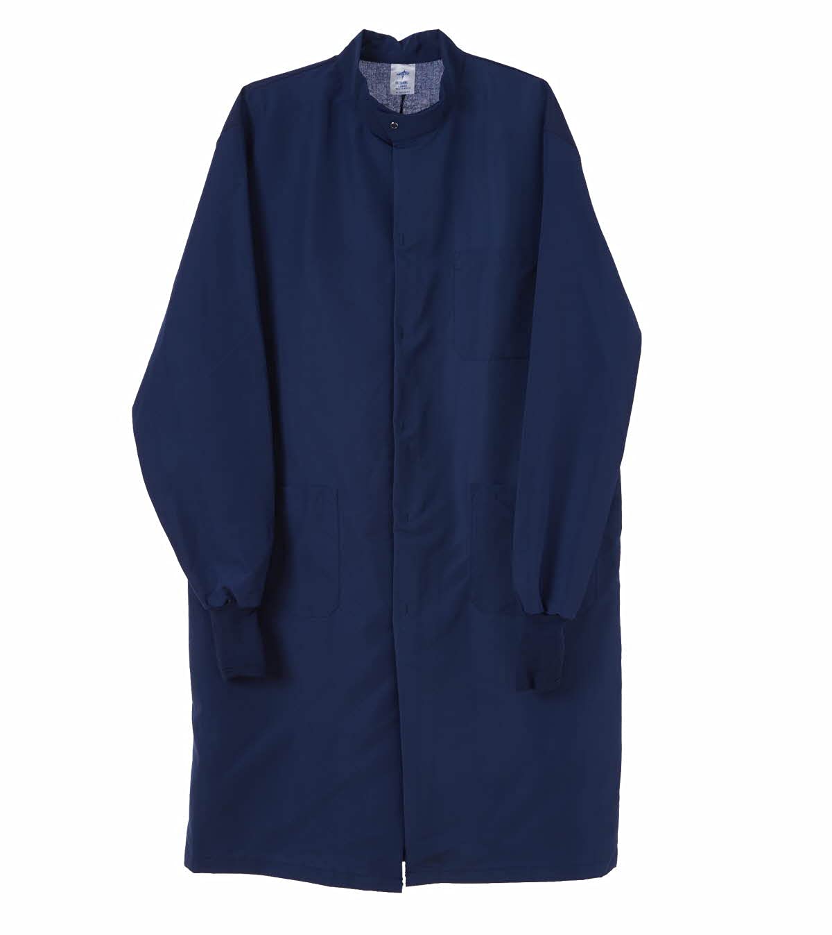 Medline 6623BNWM Protective Fluid-Resistant Barrier Coat, 100% Polyester, Unisex, Snap Closure, Navy, Medium-picture-43