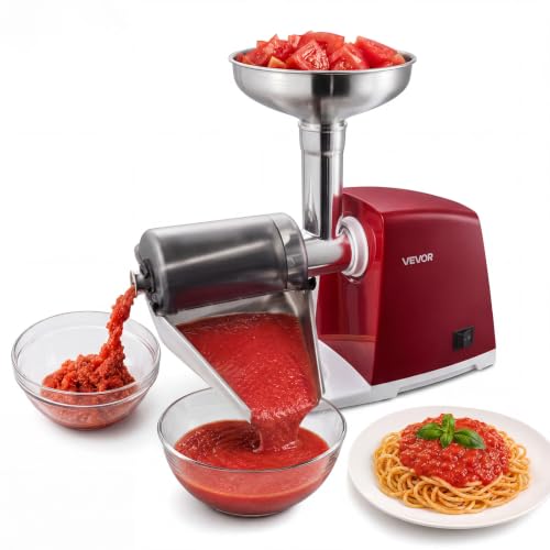 VEVOR Colador Eléctrico de Tomate Máx. 800W, Potencia Nominal de 150W, Rojo