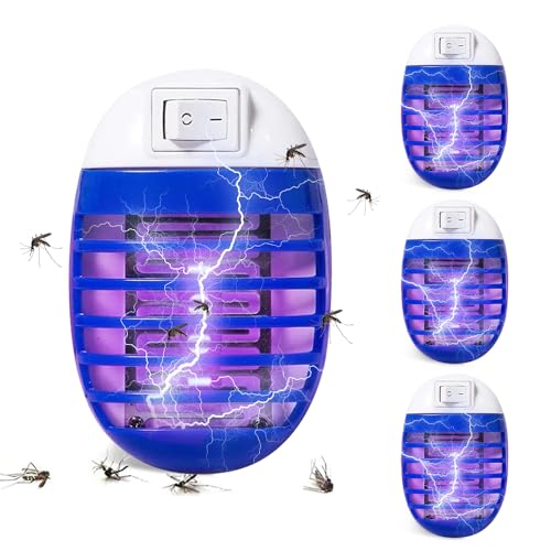 mizikuu 4 Stück Mückenlampe, Insektenvernichter Steckdose mit UV Licht Mückenstecker Elektrisch Mückenschutz Lampe Insekten Mückenfalle Innen...
