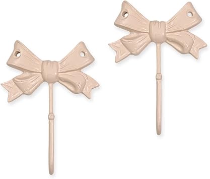 Decorative Hook Bow-Knot Hook Wall Hooks Pack of 2,Distressed Wall Mounted Key Hook Coat Hanger for Wall Indoor Office Hallways Pink-A
