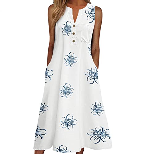 INNOVIERA Vestidos de verão para praia, vestido longo feminino sem mangas plus size maxi praia boho