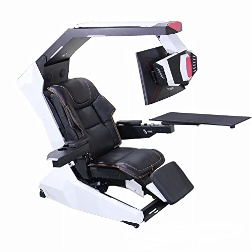 GJAGXQ Gaming Chair, Contemporary Style, Integrated Computer Table, Multiple Displays, Adjustable, Massage/Vibration System, Zero-Gravity Tilt, Steel Frame, Adult, Gaming