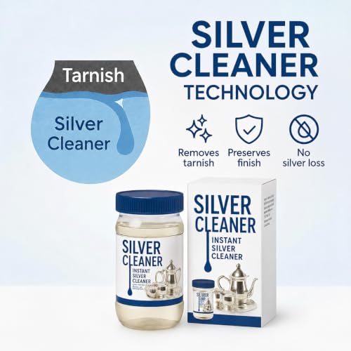 Image of Silver Deep Cleaner Liquid - Fast Acting Tarnish Remover for Jewellery, Pooja Items & Utensils Instant Sparkling Clean (2)