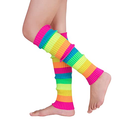 Century Star Neon Ribbed Leg Warmers for Women Girls Juniors Knitted Retro Leg Warmer for 80s Party3