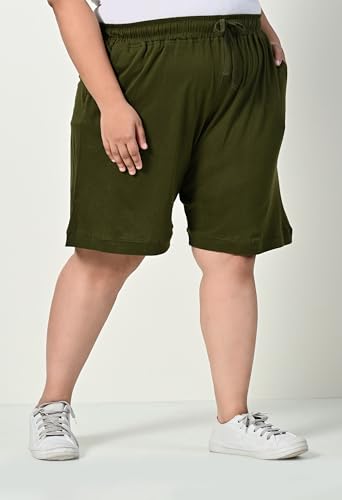 Image of Women's Plus Size Bermunda Shorts | Knee Length Cotton Short | Half Pants for Womens