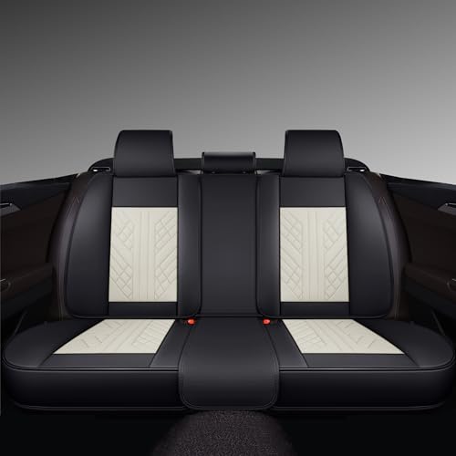 Image of GXT Bench Seat Cover, Premium Faux Leather Bench Seat Covers for Trucks - Universal Fit for Most Sedans SUV Pick-up Truck, Durable for Long Lasting Protection(White and Black)