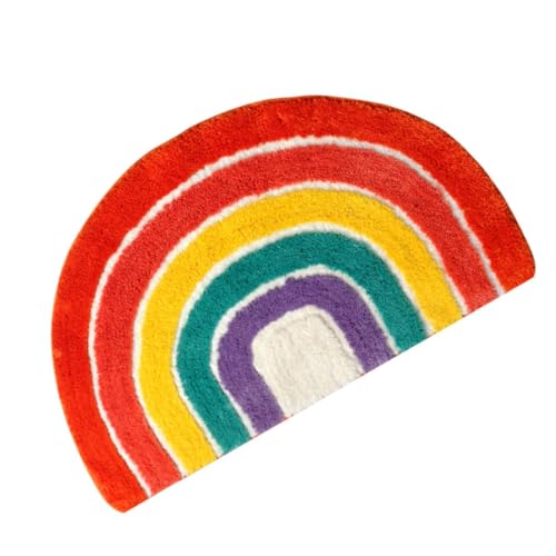 Tapis salle de bain arc-en-ciel CANIGHT semi-circulaire en polyester absorbant - 2