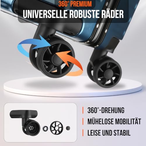 It’Go Aluminiumrahmen-Hartschalenkoffer L – ABS-Gepäck mit Metallecken, TSA-Schloss & 4× 360° Spinnerrollen, großer Reise-Trolley für Urlaub & Flugreisen – Blau
