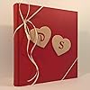 Album fotografico innamorati ROSSO leather + cuori legno e iniziali personalizzabili idea regalo SanValentino 2024 #1