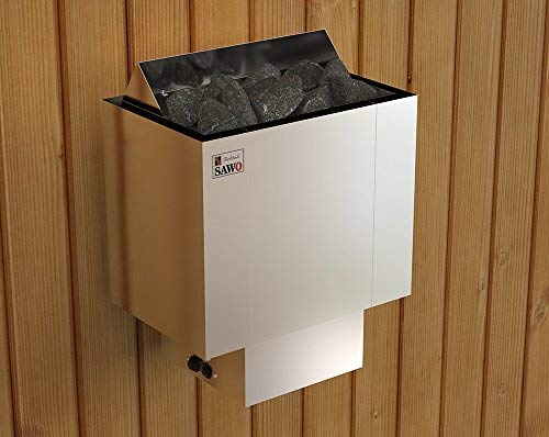 SAWO Nordex 2017 8,0 kW Calefactor eléctrica para sauna; con mandos de funcionamiento incorporados (NB modelo); Multi-Voltaje: ya sea monofásico 230V o trifásico 400V; Carcasa de acero inoxidable
