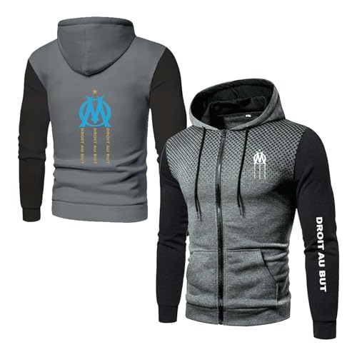 NXTBHDCW Sudadera con Capucha Cómoda para Hombre D.R.OI.T AU B.UT Cárdigan Deportivo Estampado Sudadera con Cremallera De Colores Contrastantes Chaqueta -SHS||M
