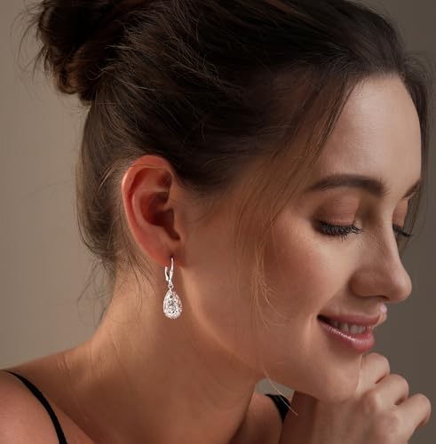 LeCalla Women's Drop & Dangle Earrings | 925 Sterling Silver Leverback Earrings | Lightweight Teardrop Lever Back Drop Dangle Earring for Women2