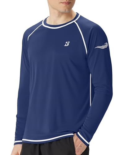 Men's Long Sleeve Rash Guard, UPF 50+ Sun Protection Quick Dry Swim Shirt